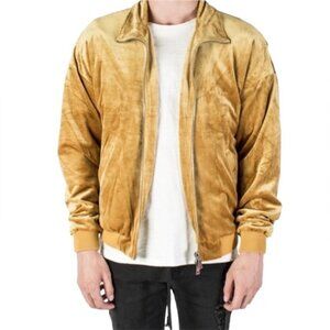 Mechali Men's Mustard Yellow Velour Jacket